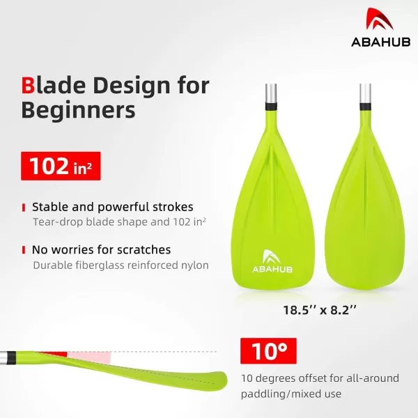 Abahub SUP Paddle  3 Piece Adjustable Paddles  Lightweight Standup Paddle Oars for Paddleboard Adjustable Aluminum Alloy Shaft 68quot  84quot BlackBlueGreenOrangeRedYellow Plastic Nylon BladeGreen Silver
