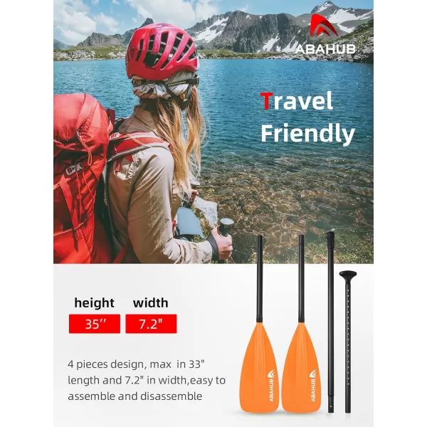Abahub SUP Paddle  3 Piece Adjustable Paddles  Lightweight Standup Paddle Oars for Paddleboard Adjustable Aluminum Alloy Shaft 68quot  84quot BlackBlueGreenOrangeRedYellow Plastic Nylon Blade4 pcsorange