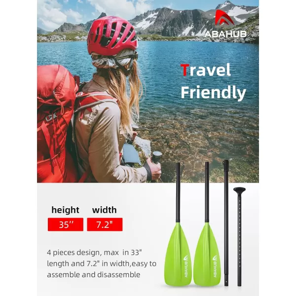 Abahub SUP Paddle  3 Piece Adjustable Paddles  Lightweight Standup Paddle Oars for Paddleboard Adjustable Aluminum Alloy Shaft 68quot  84quot BlackBlueGreenOrangeRedYellow Plastic Nylon Blade4 pcsgreen