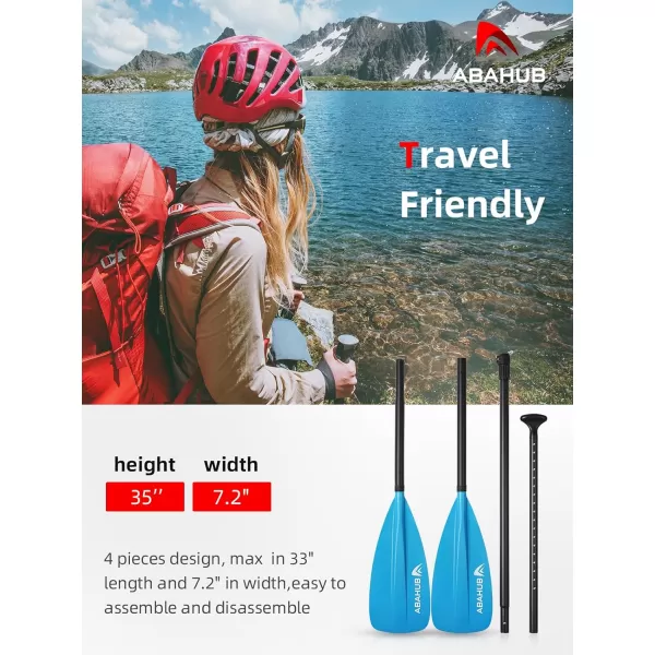 Abahub SUP Paddle  3 Piece Adjustable Paddles  Lightweight Standup Paddle Oars for Paddleboard Adjustable Aluminum Alloy Shaft 68quot  84quot BlackBlueGreenOrangeRedYellow Plastic Nylon Blade4 pcsblue