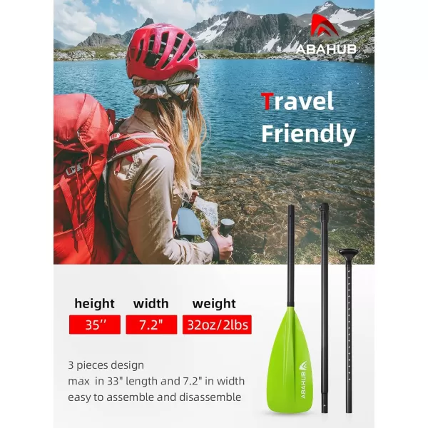 Abahub SUP Paddle  3 Piece Adjustable Paddles  Lightweight Standup Paddle Oars for Paddleboard Adjustable Aluminum Alloy Shaft 68quot  84quot BlackBlueGreenOrangeRedYellow Plastic Nylon Bladegreen