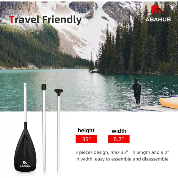 Abahub SUP Paddle  3 Piece Adjustable Paddles  Lightweight Standup Paddle Oars for Paddleboard Adjustable Aluminum Alloy Shaft 68quot  84quot BlackBlueGreenOrangeRedYellow Plastic Nylon BladeBlack Silver