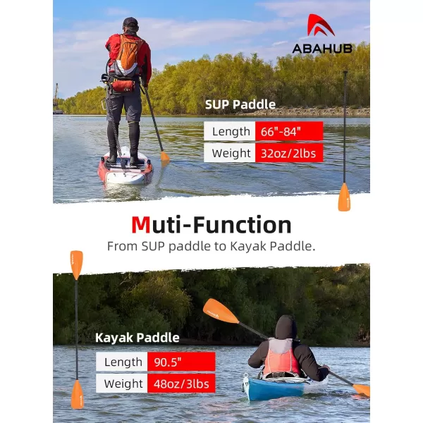 Abahub SUP Paddle  3 Piece Adjustable Paddles  Lightweight Standup Paddle Oars for Paddleboard Adjustable Aluminum Alloy Shaft 68quot  84quot BlackBlueGreenOrangeRedYellow Plastic Nylon Blade4 pcsorange