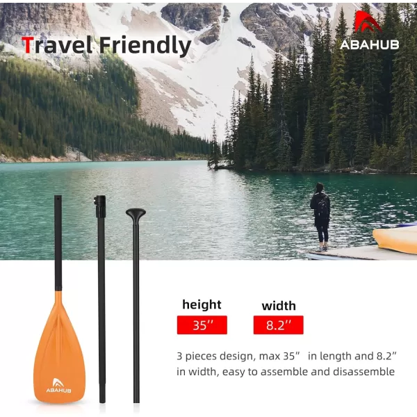 Abahub SUP Paddles  3 Piece Adjustable Stand up Paddle  Lightweight Oar for Paddleboard Aluminum Alloy PU Coated Shaft 68quot  84quot BlackBlueGreenOrangeRedYellow Plastic Nylon BladeOrange