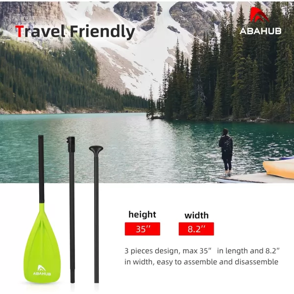 Abahub SUP Paddles  3 Piece Adjustable Stand up Paddle  Lightweight Oar for Paddleboard Aluminum Alloy PU Coated Shaft 68quot  84quot BlackBlueGreenOrangeRedYellow Plastic Nylon BladeGreen