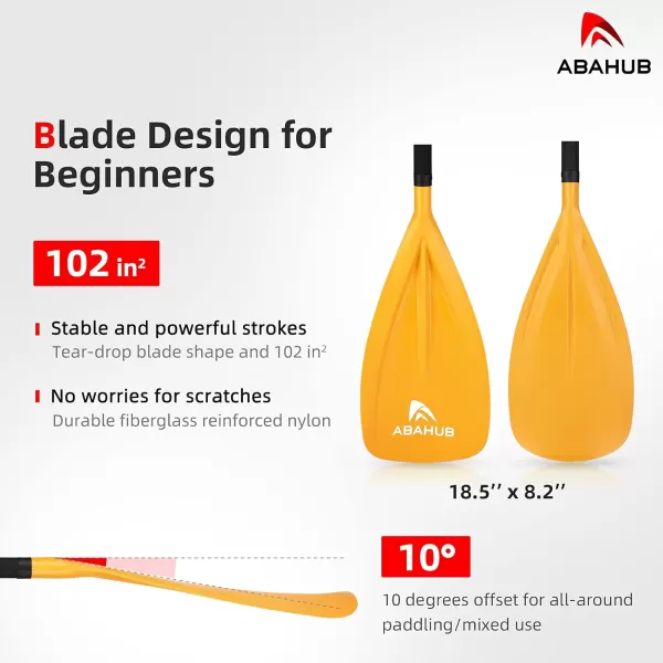 Abahub SUP Paddles  3 Piece Adjustable Stand up Paddle  Lightweight Oar for Paddleboard Aluminum Alloy PU Coated Shaft 68quot  84quot BlackBlueGreenOrangeRedYellow Plastic Nylon BladeYellow
