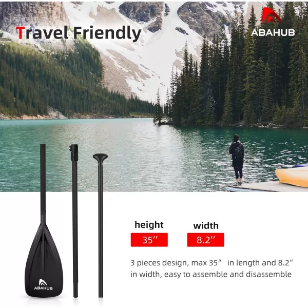 Abahub SUP Paddles  3 Piece Adjustable Stand up Paddle  Lightweight Oar for Paddleboard Aluminum Alloy PU Coated Shaft 68quot  84quot BlackBlueGreenOrangeRedYellow Plastic Nylon BladeBlack