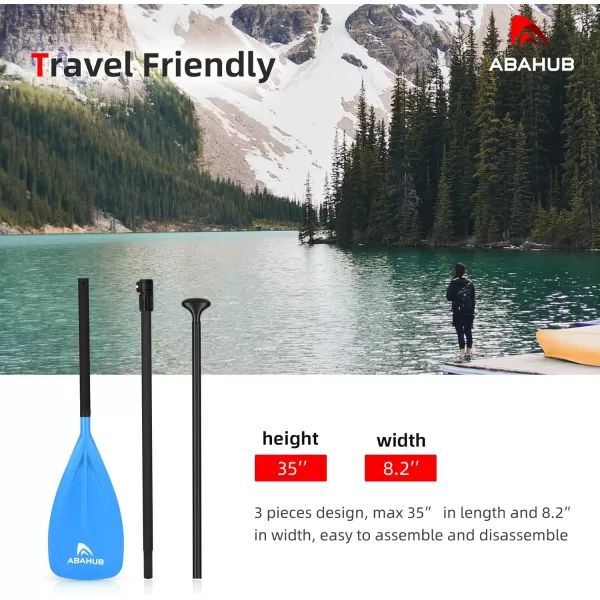 Abahub SUP Paddles  3 Piece Adjustable Stand up Paddle  Lightweight Oar for Paddleboard Aluminum Alloy PU Coated Shaft 68quot  84quot BlackBlueGreenOrangeRedYellow Plastic Nylon BladeBlue