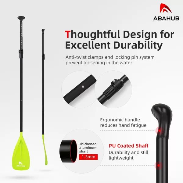 Abahub SUP Paddles  3 Piece Adjustable Stand up Paddle  Lightweight Oar for Paddleboard Aluminum Alloy PU Coated Shaft 68quot  84quot BlackBlueGreenOrangeRedYellow Plastic Nylon BladeGreen
