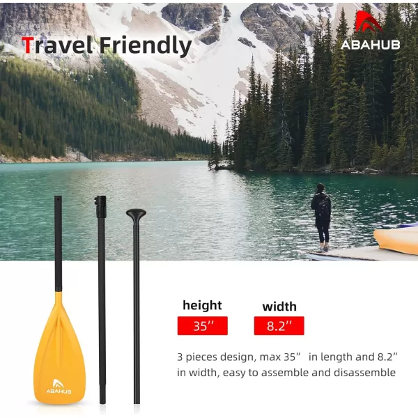 Abahub SUP Paddles  3 Piece Adjustable Stand up Paddle  Lightweight Oar for Paddleboard Aluminum Alloy PU Coated Shaft 68quot  84quot BlackBlueGreenOrangeRedYellow Plastic Nylon BladeYellow