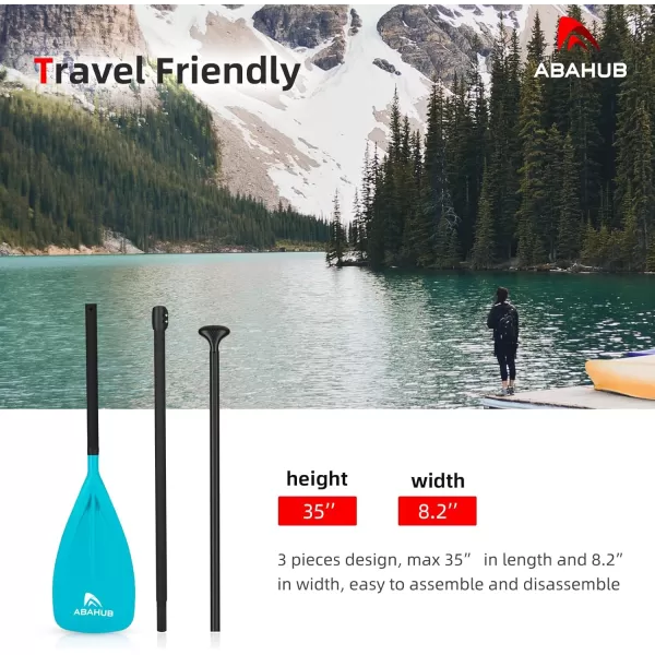 Abahub SUP Paddles  3 Piece Adjustable Stand up Paddle  Lightweight Oar for Paddleboard Aluminum Alloy PU Coated Shaft 68quot  84quot BlackBlueGreenOrangeRedYellow Plastic Nylon BladeTeal