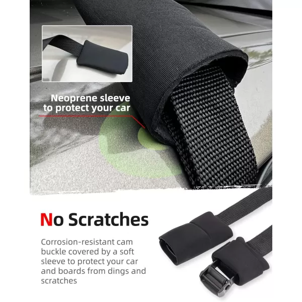 Abahub Soft Roof Rack Pads with 2 Tie Down Straps for Surfboard SUP Kayak Canoe Heavy Duty Universal Car Roof Racks System for Padle Boards Include 2 Tie Down Ropes 2 Hood Loops and Storage BagSoft Roof Rack Pad with Accessories