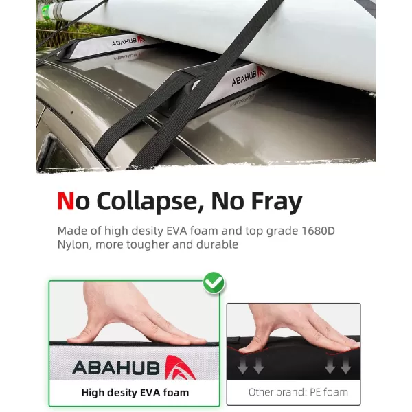 Abahub Soft Roof Rack Pads with 2 Tie Down Straps for Surfboard SUP Kayak Canoe Heavy Duty Universal Car Roof Racks System for Padle Boards Include 2 Tie Down Ropes 2 Hood Loops and Storage BagSoft Roof Rack Pad with Accessories
