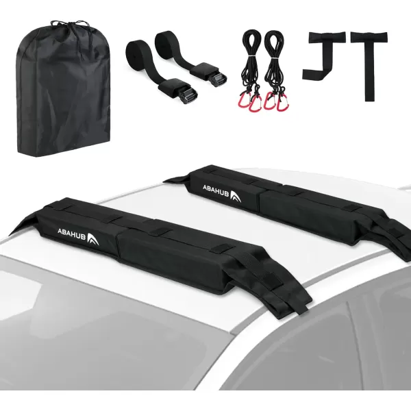 Abahub Soft Roof Rack Pads with 2 Tie Down Straps for Surfboard SUP Kayak Canoe Heavy Duty Universal Car Roof Racks System for Padle Boards Include 2 Tie Down Ropes 2 Hood Loops and Storage BagSoft Roof Rack Pad with Accessories black