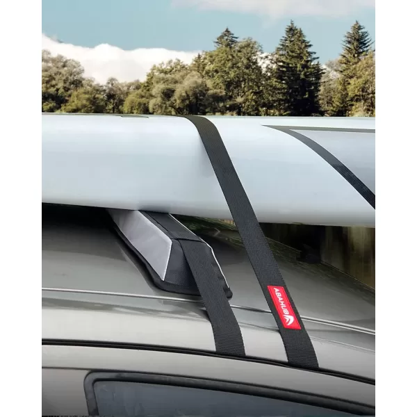 Abahub Soft Roof Rack Pads with 2 Tie Down Straps for Surfboard SUP Kayak Canoe Heavy Duty Universal Car Roof Racks System for Padle Boards Include 2 Tie Down Ropes 2 Hood Loops and Storage BagTie Downs 15 in x 16 ft