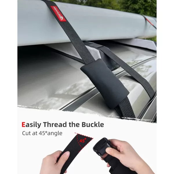 Abahub Soft Roof Rack Pads with 2 Tie Down Straps for Surfboard SUP Kayak Canoe Heavy Duty Universal Car Roof Racks System for Padle Boards Include 2 Tie Down Ropes 2 Hood Loops and Storage BagTie Downs 15 in x 16 ft