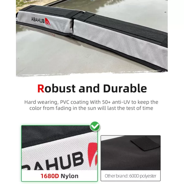 Abahub Soft Roof Rack Pads with 2 Tie Down Straps for Surfboard SUP Kayak Canoe Heavy Duty Universal Car Roof Racks System for Padle Boards Include 2 Tie Down Ropes 2 Hood Loops and Storage BagSoft Roof Rack Pad with Accessories