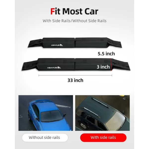 Abahub Soft Roof Rack Pads with 2 Tie Down Straps for Surfboard SUP Kayak Canoe Heavy Duty Universal Car Roof Racks System for Padle Boards Include 2 Tie Down Ropes 2 Hood Loops and Storage BagSoft Roof Rack Pad with Accessories black