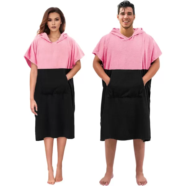 Abahub Surf Poncho Changing Robe with Hood Thick Quick Dry Microfiber Wetsuit Changing Towel for Surfing Beach Swim Outdoor Sports Men Women Absorbent Wearable Towel Cover UpSea BluePinkBlack