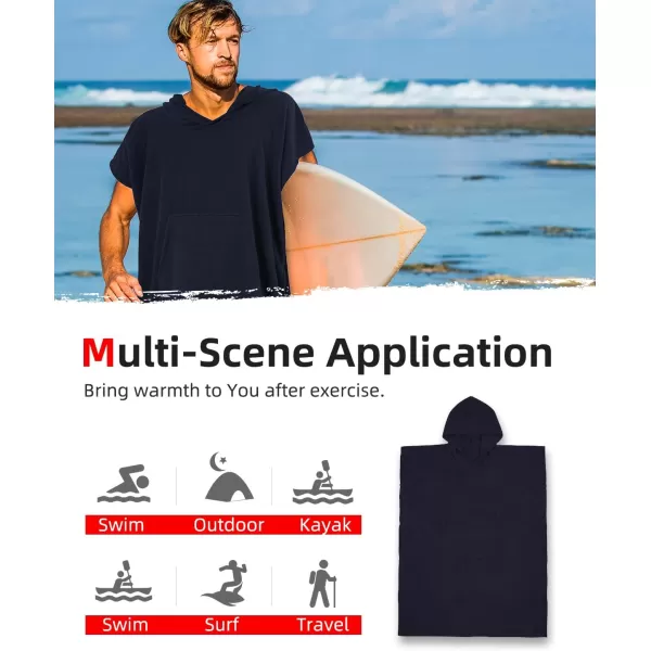 Abahub Surf Poncho Changing Robe with Hood Thick Quick Dry Microfiber Wetsuit Changing Towel for Surfing Beach Swim Outdoor Sports Men Women Absorbent Wearable Towel Cover UpSea BlueNavy Blue