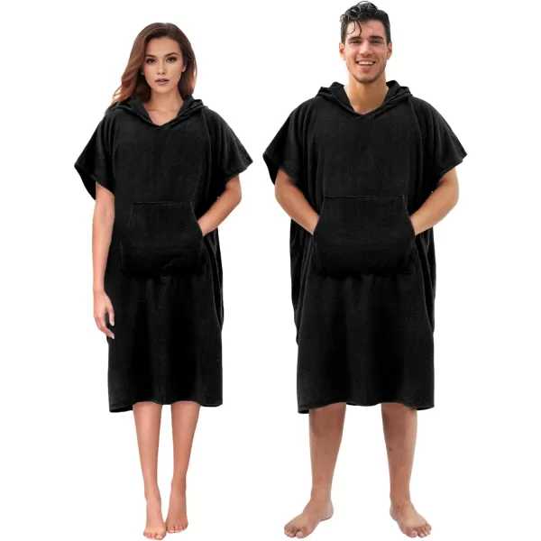 Abahub Surf Poncho Changing Robe with Hood Thick Quick Dry Microfiber Wetsuit Changing Towel for Surfing Beach Swim Outdoor Sports Men Women Absorbent Wearable Towel Cover UpSea BlueBlack