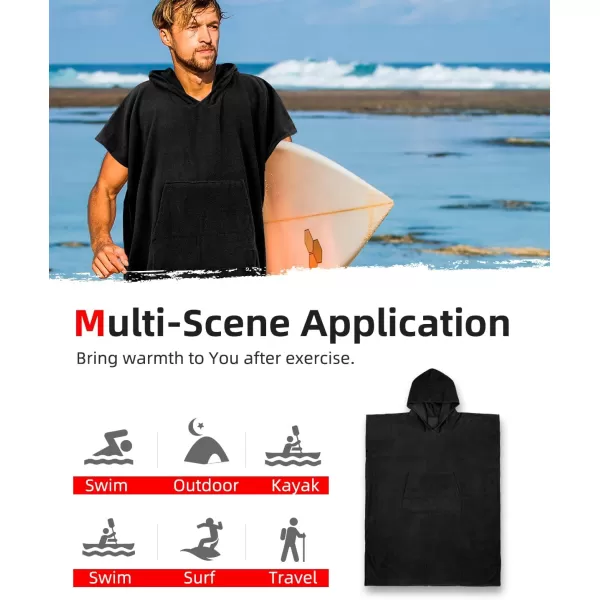 Abahub Surf Poncho Changing Robe with Hood Thick Quick Dry Microfiber Wetsuit Changing Towel for Surfing Beach Swim Outdoor Sports Men Women Absorbent Wearable Towel Cover UpSea BlueBlack