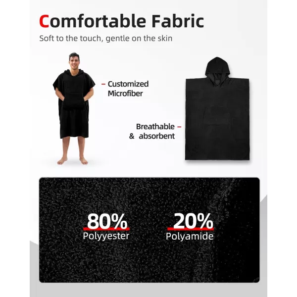 Abahub Surf Poncho Changing Robe with Hood Thick Quick Dry Microfiber Wetsuit Changing Towel for Surfing Beach Swim Outdoor Sports Men Women Absorbent Wearable Towel Cover UpSea BlueBlack