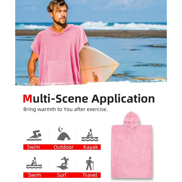 Abahub Surf Poncho Changing Robe with Hood Thick Quick Dry Microfiber Wetsuit Changing Towel for Surfing Beach Swim Outdoor Sports Men Women Absorbent Wearable Towel Cover UpSea BluePink