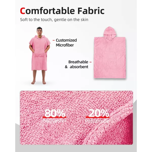 Abahub Surf Poncho Changing Robe with Hood Thick Quick Dry Microfiber Wetsuit Changing Towel for Surfing Beach Swim Outdoor Sports Men Women Absorbent Wearable Towel Cover UpSea BluePink