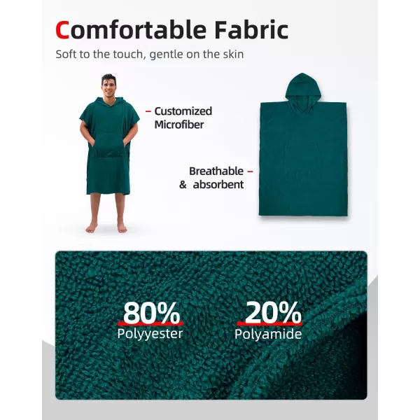 Abahub Surf Poncho Changing Robe with Hood Thick Quick Dry Microfiber Wetsuit Changing Towel for Surfing Beach Swim Outdoor Sports Men Women Absorbent Wearable Towel Cover UpSea BlueSea Blue