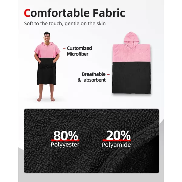 Abahub Surf Poncho Changing Robe with Hood Thick Quick Dry Microfiber Wetsuit Changing Towel for Surfing Beach Swim Outdoor Sports Men Women Absorbent Wearable Towel Cover UpSea BluePinkBlack