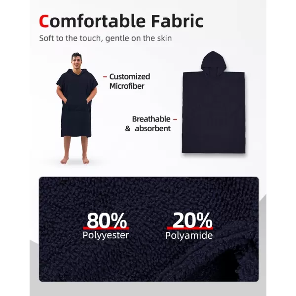 Abahub Surf Poncho Changing Robe with Hood Thick Quick Dry Microfiber Wetsuit Changing Towel for Surfing Beach Swim Outdoor Sports Men Women Absorbent Wearable Towel Cover UpSea BlueNavy Blue