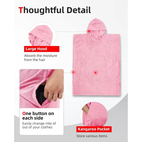Abahub Surf Poncho Changing Robe with Hood Thick Quick Dry Microfiber Wetsuit Changing Towel for Surfing Beach Swim Outdoor Sports Men Women Absorbent Wearable Towel Cover UpSea BluePink