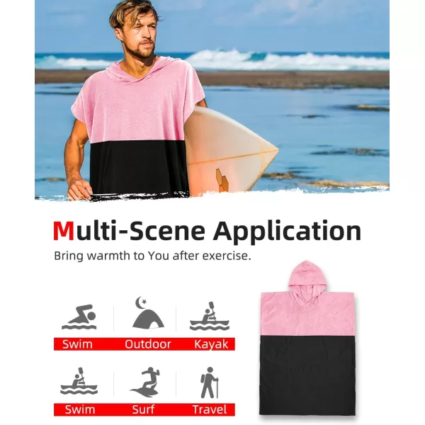 Abahub Surf Poncho Changing Robe with Hood Thick Quick Dry Microfiber Wetsuit Changing Towel for Surfing Beach Swim Outdoor Sports Men Women Absorbent Wearable Towel Cover UpSea BluePinkBlack