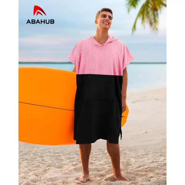 Abahub Surf Poncho Changing Robe with Hood Thick Quick Dry Microfiber Wetsuit Changing Towel for Surfing Beach Swim Outdoor Sports Men Women Absorbent Wearable Towel Cover UpSea BluePinkBlack