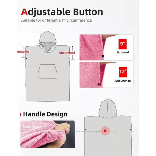 Abahub Surf Poncho Changing Robe with Hood Thick Quick Dry Microfiber Wetsuit Changing Towel for Surfing Beach Swim Outdoor Sports Men Women Absorbent Wearable Towel Cover UpSea BluePink