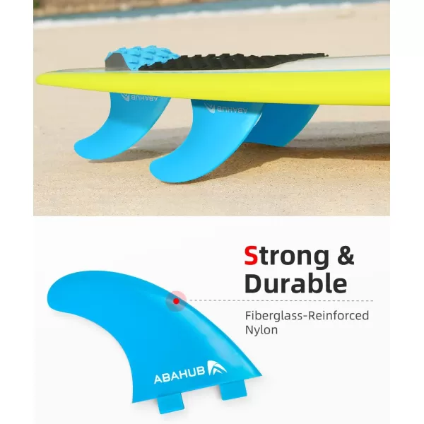Abahub Surfboard Thruster Fins Set Compatible with FCS Style Fin Box Fiberglass Reinforced G5 Surf Fin 3 Fins for Surf Boards Surfing Longboard Shortboard with Screws and Key BlackBlueWhiteblue with screws and key