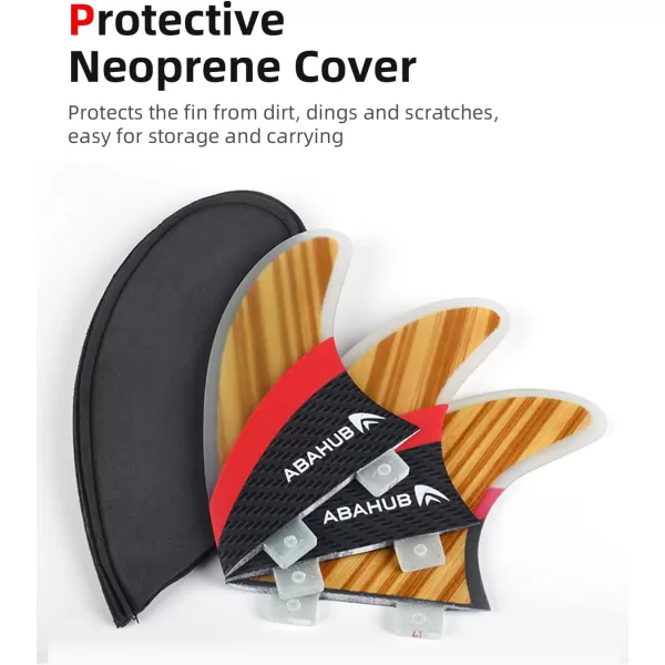 Abahub Surfboard Thruster Fins Set Compatible with FCS Style Fin Box Fiberglass Reinforced G5 Surf Fin 3 Fins for Surf Boards Surfing Longboard Shortboard with Screws and Key BlackBlueWhiteFiberglass with Teak Veneer without accessories