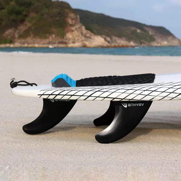 Abahub Surfboard Thruster Fins Set Compatible with FCS Style Fin Box Fiberglass Reinforced G5 Surf Fin 3 Fins for Surf Boards Surfing Longboard Shortboard with Screws and Key BlackBlueWhiteblack with screws and key