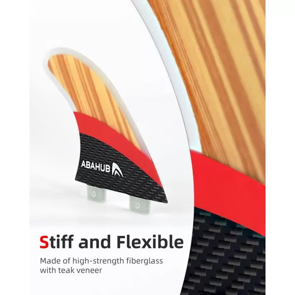 Abahub Surfboard Thruster Fins Set Compatible with FCS Style Fin Box Fiberglass Reinforced G5 Surf Fin 3 Fins for Surf Boards Surfing Longboard Shortboard with Screws and Key BlackBlueWhiteFiberglass with Teak Veneer without accessories
