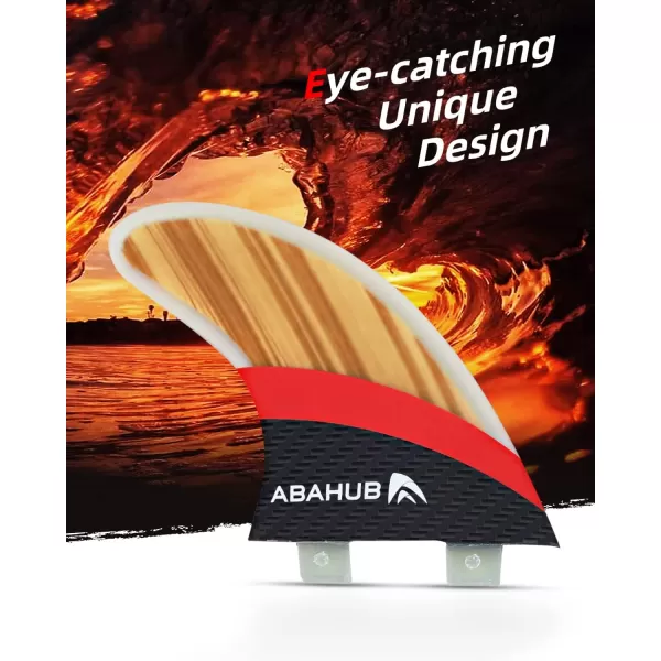 Abahub Surfboard Thruster Fins Set Compatible with FCS Style Fin Box Fiberglass Reinforced G5 Surf Fin 3 Fins for Surf Boards Surfing Longboard Shortboard with Screws and Key BlackBlueWhiteFiberglass with Teak Veneer without accessories