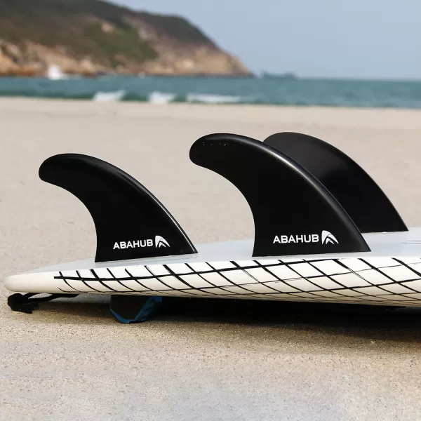 Abahub Surfboard Thruster Fins Set Compatible with FCS Style Fin Box Fiberglass Reinforced G5 Surf Fin 3 Fins for Surf Boards Surfing Longboard Shortboard with Screws and Key BlackBlueWhiteblack with screws and key