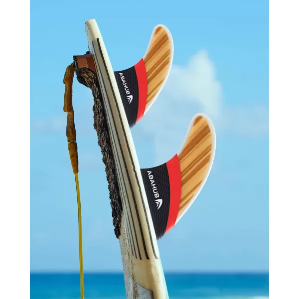 Abahub Surfboard Thruster Fins Set Compatible with FCS Style Fin Box Fiberglass Reinforced G5 Surf Fin 3 Fins for Surf Boards Surfing Longboard Shortboard with Screws and Key BlackBlueWhiteFiberglass with Teak Veneer without accessories