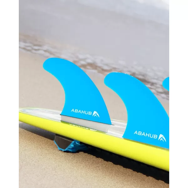 Abahub Surfboard Thruster Fins Set Compatible with FCS Style Fin Box Fiberglass Reinforced G5 Surf Fin 3 Fins for Surf Boards Surfing Longboard Shortboard with Screws and Key BlackBlueWhiteblue with screws and key