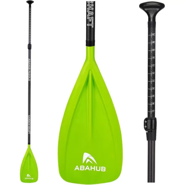 Abahub 1 x 3 Section Carbon Fiber SUP Paddle Adjustable 6786 Stand Up Paddle Lightweight Carbon Shaft BlackBlueYellowGreenOrangeRed Plastic Blade  Paddle BagGreenSUP Paddle