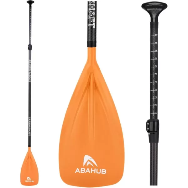 Abahub 1 x 3 Section Carbon Fiber SUP Paddle Adjustable 6786 Stand Up Paddle Lightweight Carbon Shaft BlackBlueYellowGreenOrangeRed Plastic Blade  Paddle BagOrangeSUP Paddle