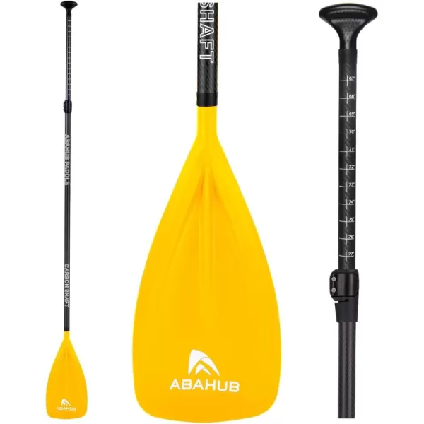 Abahub 1 x 3 Section Carbon Fiber SUP Paddle Adjustable 6786 Stand Up Paddle Lightweight Carbon Shaft BlackBlueYellowGreenOrangeRed Plastic Blade  Paddle BagYellowSUP Paddle