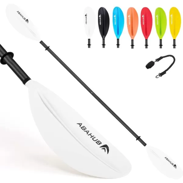 Abahub 1 x Carbon Kayak Paddles 905 Inches Kayaking Oars for Boating Canoeing with Free Paddle Leash Carbon Fiber Shaft BlackBlueGreenOrangeYellowWhiteRed Plastic Bladeswhite