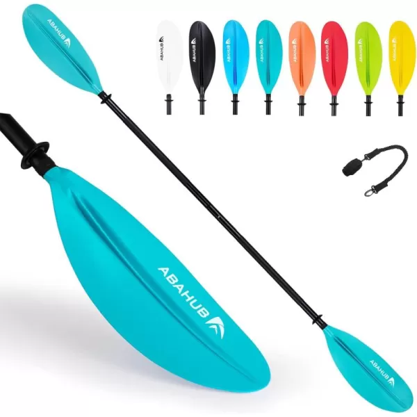 Abahub 1 x Kayak Paddles 905 Inches Kayaking Oars for Boating Canoeing with Free Paddle Leash Aluminum Alloy Shaft BlackBlueGreenOrangeYellow Plastic Bladesteal
