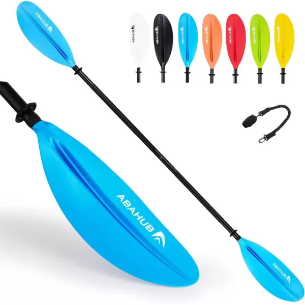Abahub 1 x Kayak Paddles 905 Inches Kayaking Oars for Boating Canoeing with Free Paddle Leash Aluminum Alloy Shaft BlackBlueGreenOrangeYellow Plastic Bladesblue